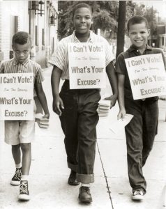 These boys were part of a voter registration drive in Richmond, Virginia. Photo courtesy of the Afro-American Archive 