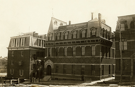 Gildersleeve would have taught on the original arts and sciences campus, located in downtown Baltimore. Here, Hopkins Hall, ca. 1885.