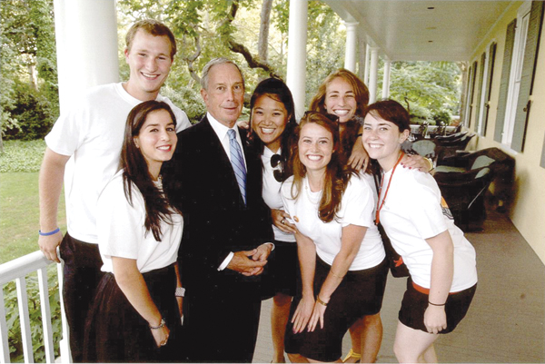 Michael Bloomberg, with Johns Hopkins graduates now working with NYC Civic Corps. Courtesy: Office of the Mayor